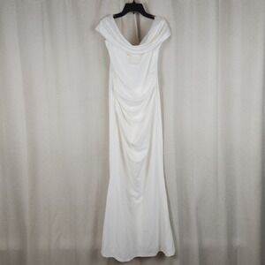 Babyboo Fashion Maxi Dress Womens XL Ivory Joanna Ruched Cowl Neck Formal Gown